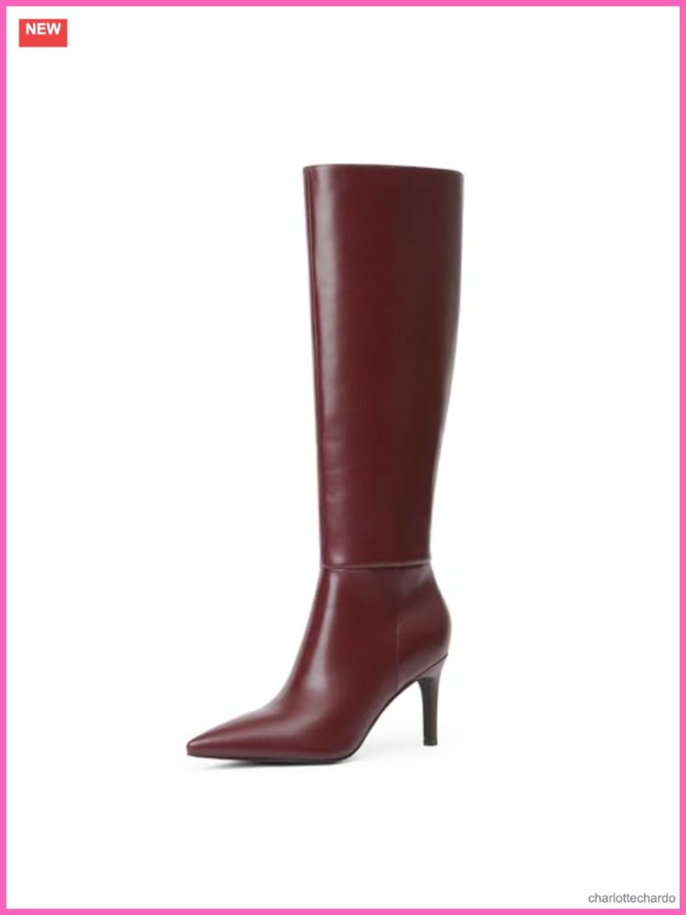 Womens Knee High Boots Pointed Toe Stiletto Heel Zip PU Leather Tall Boots